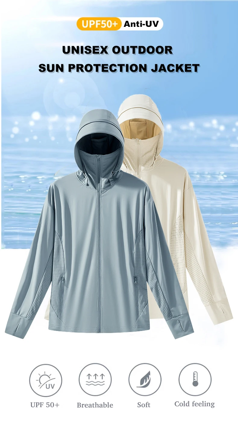 LNGXO Unisex Sommer Anti-UV-Jacken Outdoor Schnelltrocknend Sonnenschutz Windjacke Herren Damen Wandern Camping Klettern Mantel – Detail 2