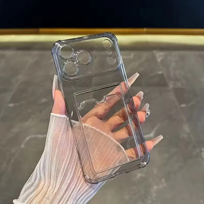Protective Phone Case with Transparent Wallet Card Slot and Shockproof Design