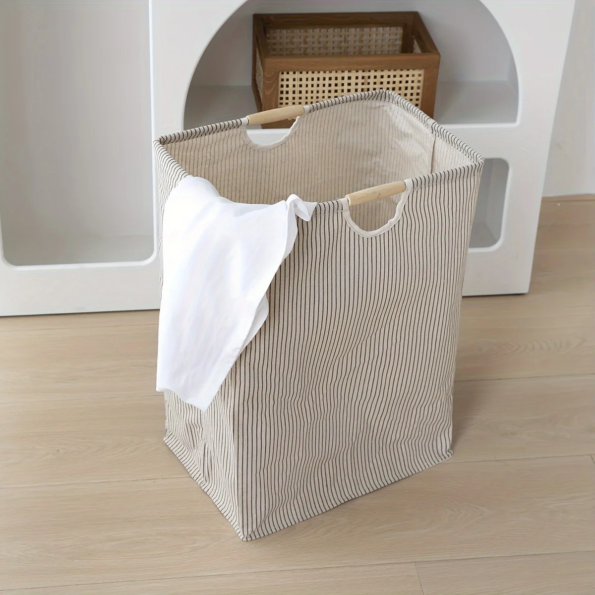 Polyester Cotton Canvas Storage Box & Clothing Organizer Bags - Large Capacity Foldable Wardrobe Storage Baskets for Home Closet