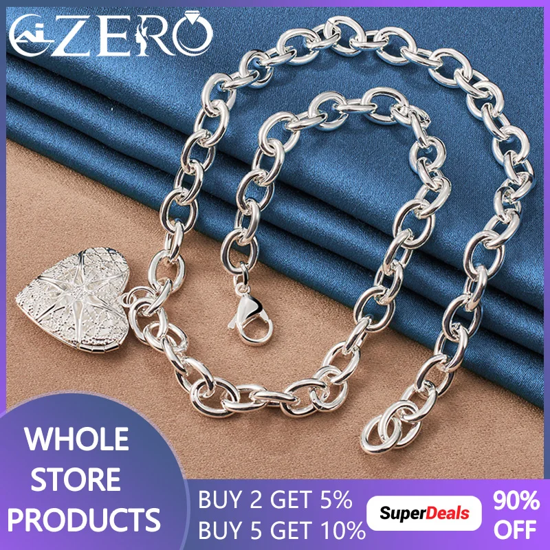 

ALIZERO, серебро 925 пробы, 18 дюймов, цепочка, сердце, Женское и мужское ожерелье, свадебное обручальное искусственное украшение, подарок