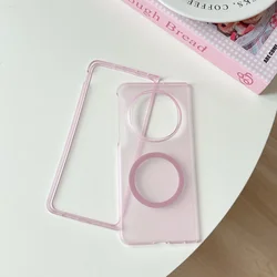 Ultra Thin Matte Magnetic Phone Case with Frosted Clear Hard Back Cover for OPPO Find N5 (Pink)