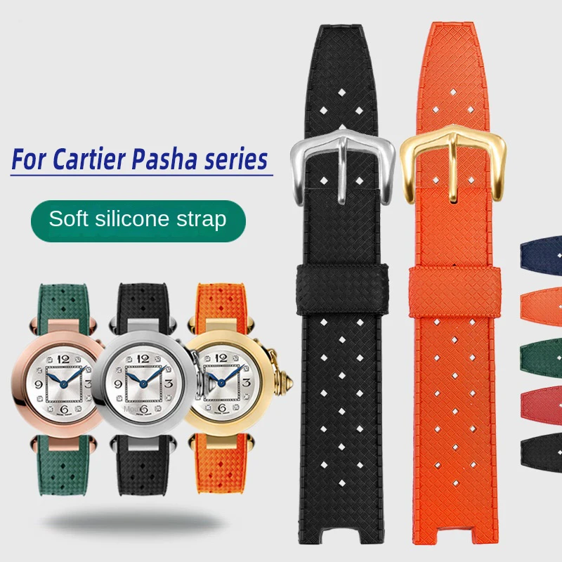 Per Cartier Pasha Watchband Notch Wristband Cinturino In Gomma Per Orologio W3109151 W3018651 Uomo Donna Stomata Accessori Per Bracciali In Silicone