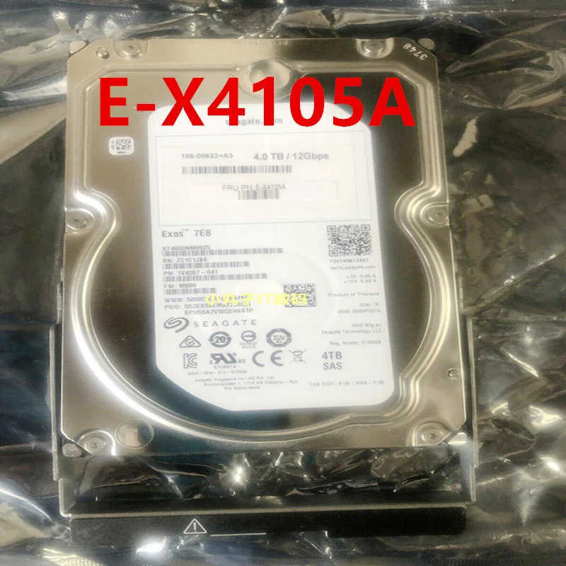 95% 새로운 오리지널 하드 디스크 NetApp 4TB 3.5 &128MB SAS 7200RPM E-X4105A 108-00622