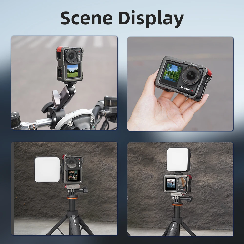 Flymile Metallkäfig für DJI Action 5 Pro/4/3-Rahmengehäuse, vollständig schützender Schnellverschluss mit Kaltschuh-Erweiterung, Kamerazubehör – Detail 10