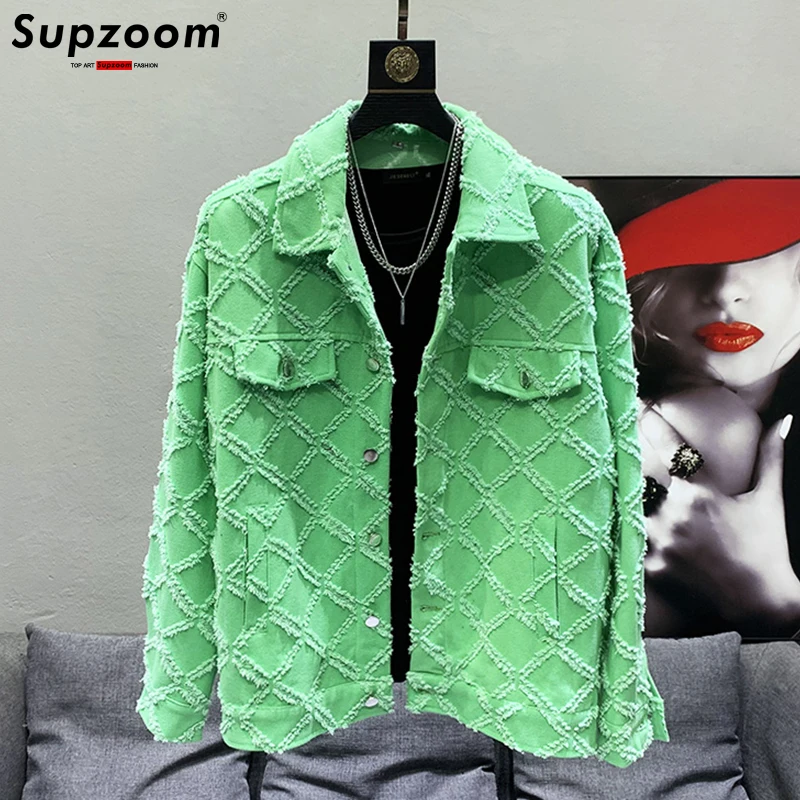 Supzoom 2022 New Arrival Top Fashion Men Casual Denim Jeans Single Breasted Cotton Solid Turn-down Collar Short Bomber Jacket