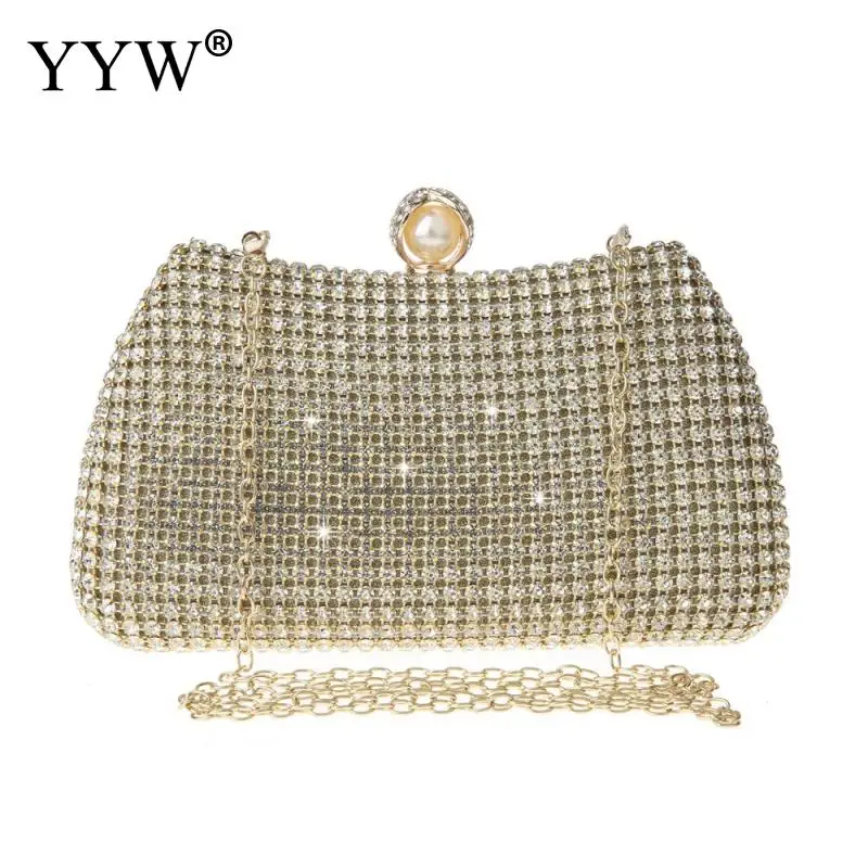 Shiny Rhinestone Evening Clutch Bags Women 2023 New Luxury Female Diamond Crystal Wedding Party Elegant Gold Purse Handbag Bags