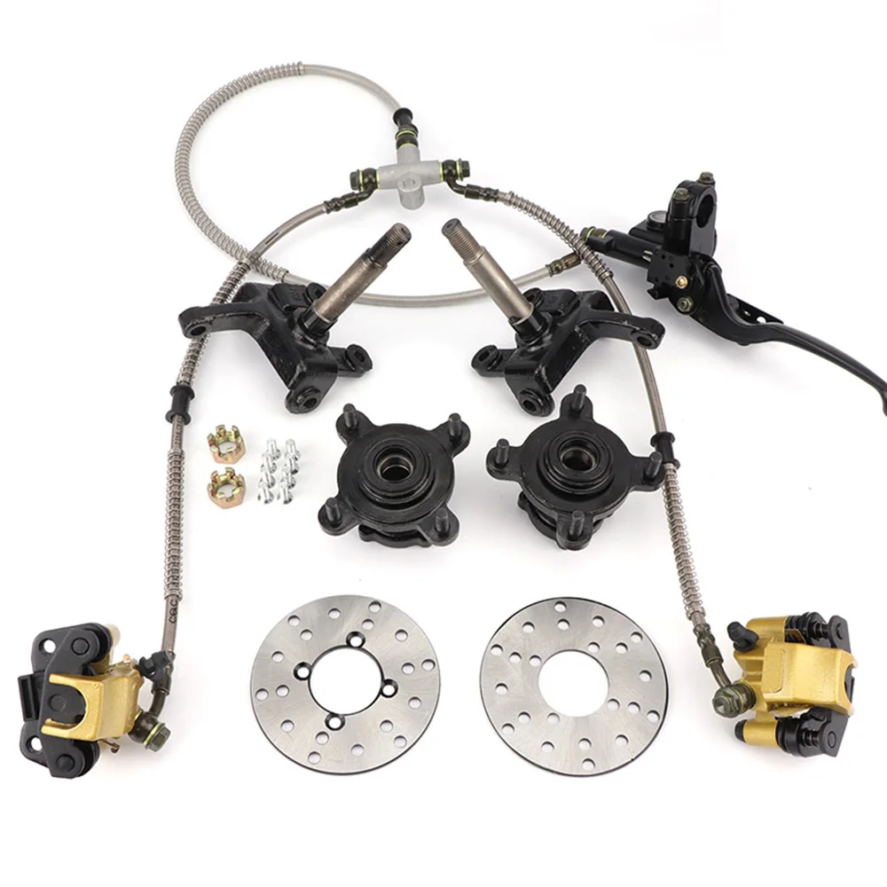 Achsschenkel spindeln der vorderen Lenk strebe mit Radnaben und hydraulischem Bremssattel satz für 110ccm 125ccm ATV Quad Go Kart Golf Buggy – Detail 4