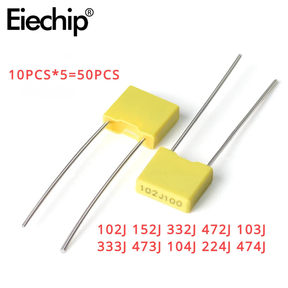50PCS-102J-474J-100V-Capacitor-Assorted-Kit-Polypropylene-Film ...