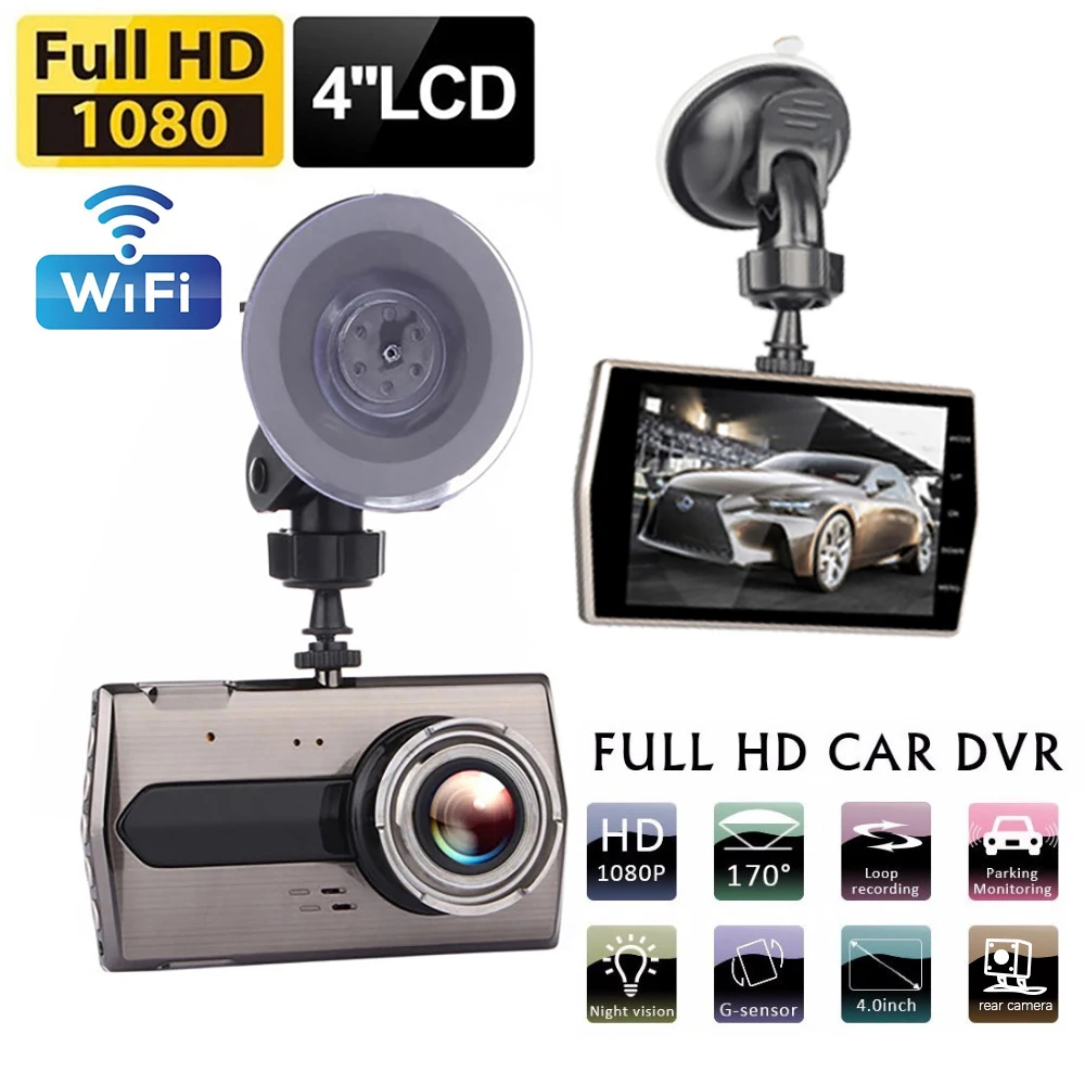 Car DVR WiFi 4.0" Full HD 1080P Dash Cam Rear View Vehicle Video Recorder Parking Monitor Night Vision G-sensor Auto Dash Camera best dash cam for car