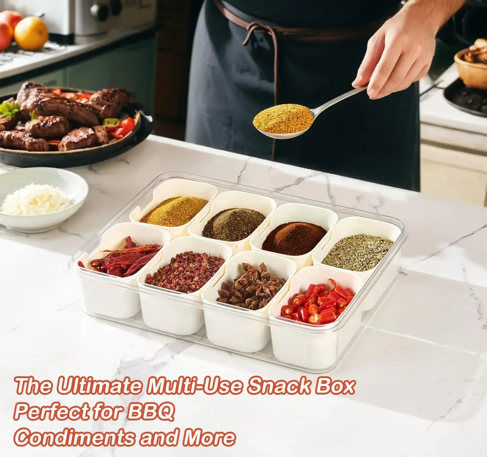 8 Grid Snack Box Container Portable Travel Charcuterie Board with Lid Refrigerator Food Storage Box Organizer Candy Storage Tray