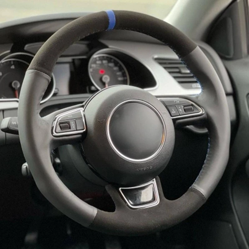 Car Steering Wheel Braid Cover For Audi A1 A3 A4 2015-2016 A7 2012-2018 S7 2013-2018 RS7 2014-2015 Suede Leather Car Accessories images - 6