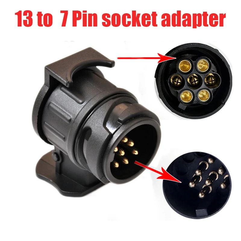 

Durable 13 To 7 Pin Plug Adapter Trailer Connector 12V Towbar Towing Waterproof Plugs Socket Adapter Protect Connections A30