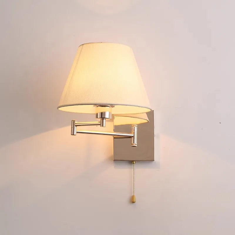 

Nordic Adjustable Long Arm Folding Fabric Wall Lamp Bedroom Bedside Light Office Hotel Stair Study Reading Light