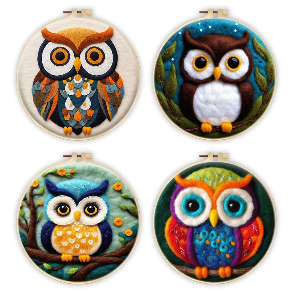 Wool Needle Felting Animals Bird Owl Handmade Needlework Felt Arts And Crafts Stitch Wool Fleece for Felting Crafts Kit