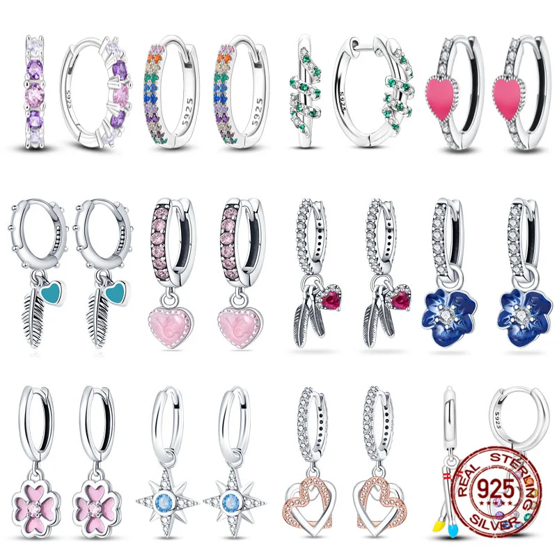 Hoop Earrings 925 Sterling Silver Hoop Earrings Pendant Pave CZ U Shape Zircon Jewelry for Women Sparkling Wedding