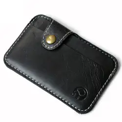 Vintage Men's Slim Leather Wallet - Minimalist Credit Card Holder & Mini Purse (Black)