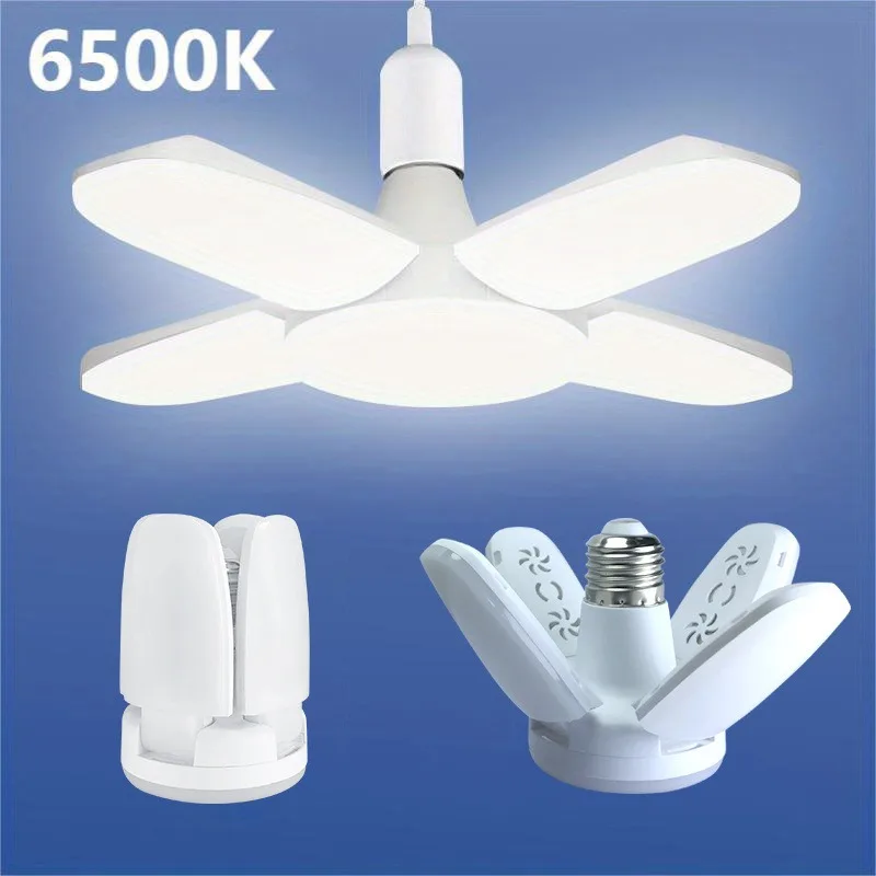E27 Foldable Fan Shape LED Bulb Lamp 220V 110V 40 LEDs Light Bulbs For Home Ceiling Lamp Warehouse Garage White Light 6500
