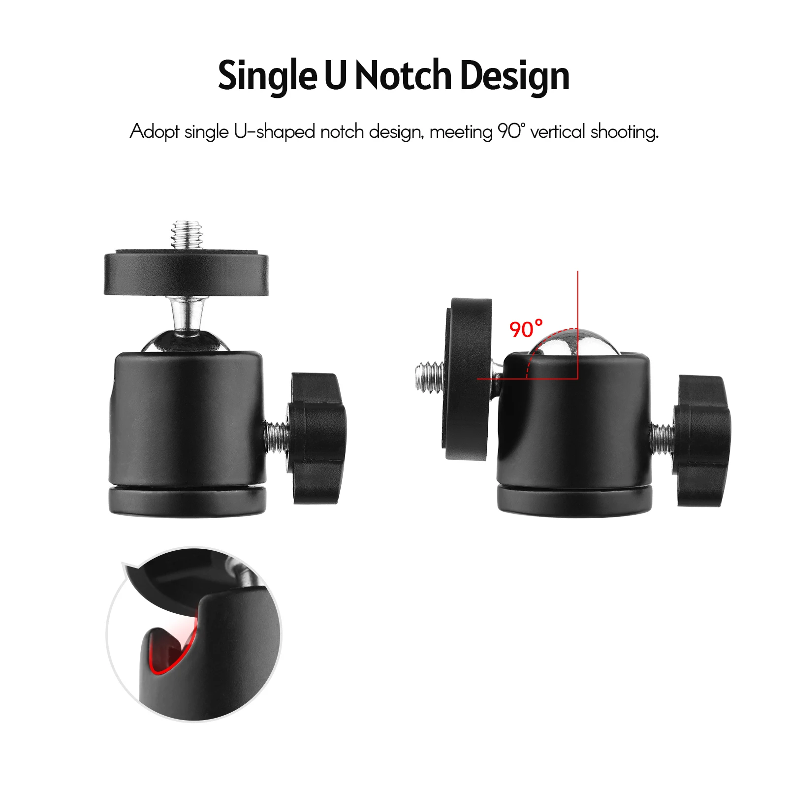 Mini Ball Head Tripod Head with Universal 1/4 & 3/8 Inch Screw Mounts for DSLR Cameras DV Flash Tripod Monopod Fill Light Sta