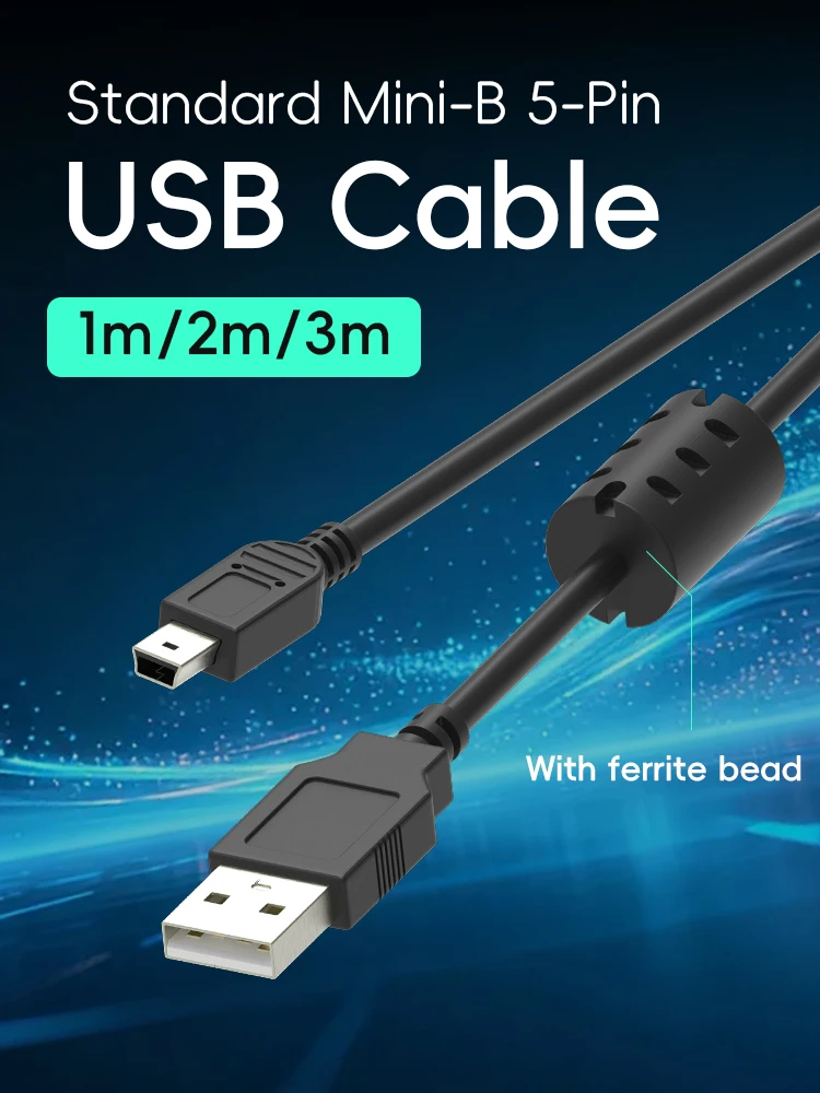 데이터 프로그 USB A to 미니 B 5핀 케이블 고속 충전 및 데이터 전송 라인 GP2X F200/Wiz PS3 컨트롤러 PSP 시리즈 NDSi용
