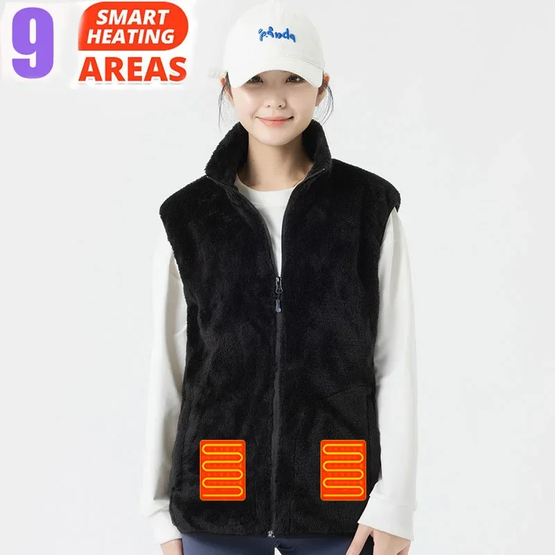 

USB Charging Heating Vest Warm Heated Vest 3 Modes for Outdoor Camping Hiking 9 Areas Heated Women Men Plush Heated Waistcoats