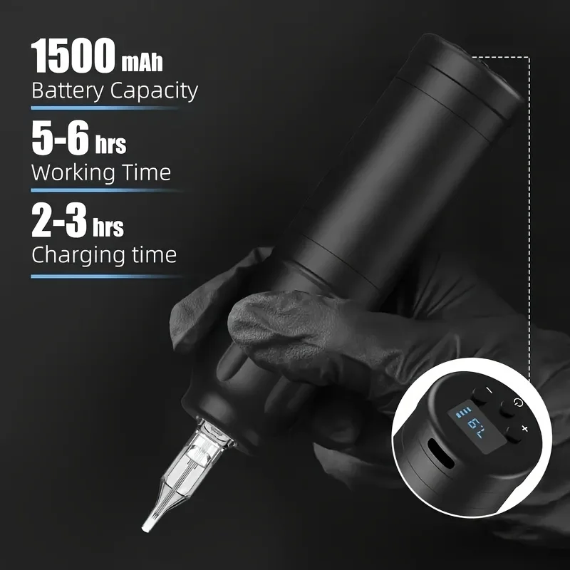 タトゥーマシン Wireless Tattoo Pen Tattoo Machine 1500Mah Capacity Battery