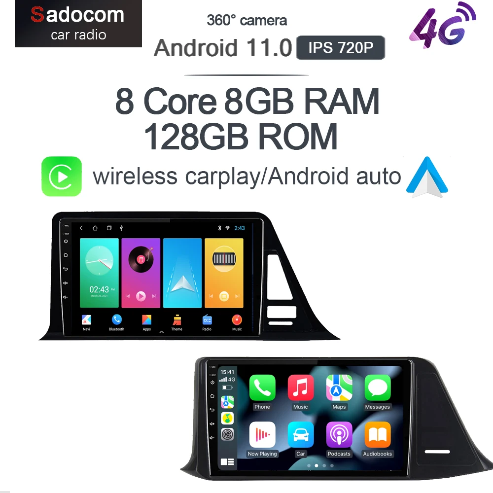 QLED 8G + 128G 9 ''Android 11,0 автомобильное радио GPS для Toyota C-HR CHR 2016-2019, Левостороннее радио GPS Navi Setreo 4G LTE DSP 360 камера