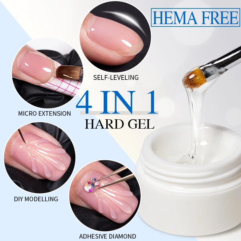 

PUENTE Hema Free Self-leveling Gel Nail Polish 15ML Clear Hard Gel Nail Extension Modelling Rhinestone Glue Soak Off UV Varnish