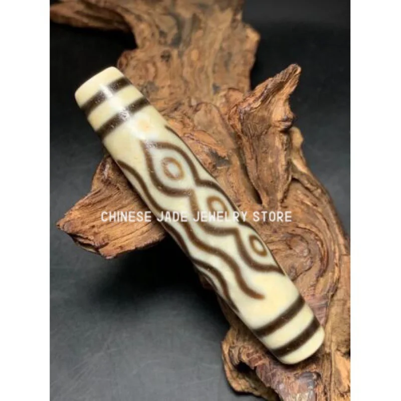 

Antique Magic Power Old Tibetan Agate *Phoenix 9 Eyes* Amulet Dzi Bead A1104