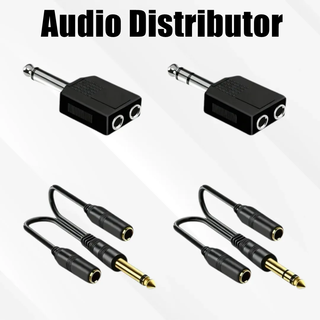 6.5mm TRS to Dual 6.5mm Jack Audio Splitter 1-in 2-Out Y-Cable Audio Adapter Plu