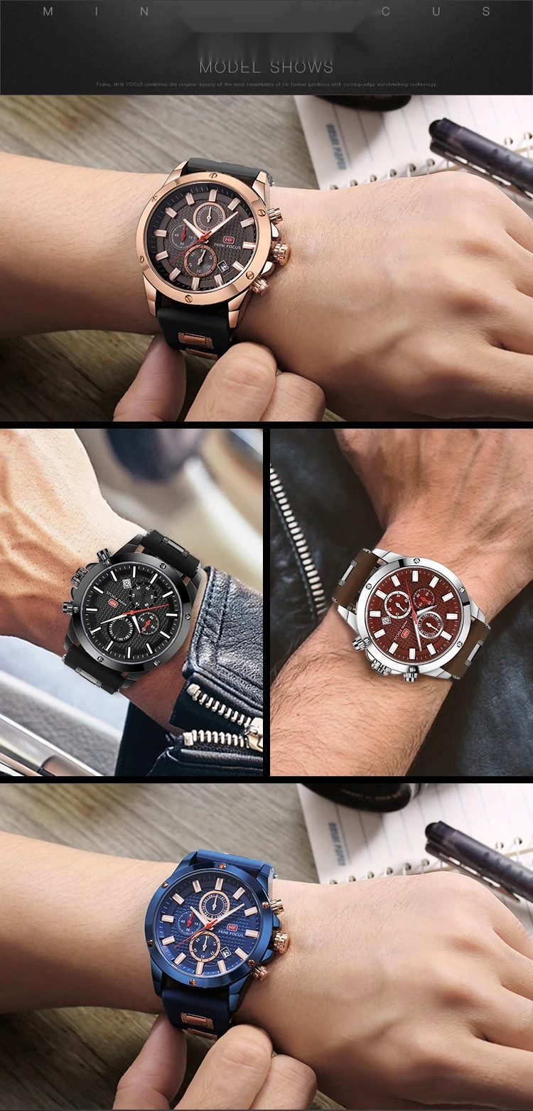 Relógio masculino esportivo MINIFOCUS Fox à prova d'água, quartzo, luminescente 0089G_voghion.com