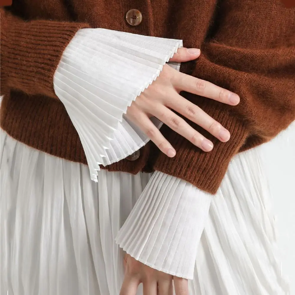 

Detachable Cuffs Pleated Fake Sleeves Chiffon Ruffles Fake Flared Sleeves Clothing Decoration Sweater Horn Cuffs Fake Cuffs