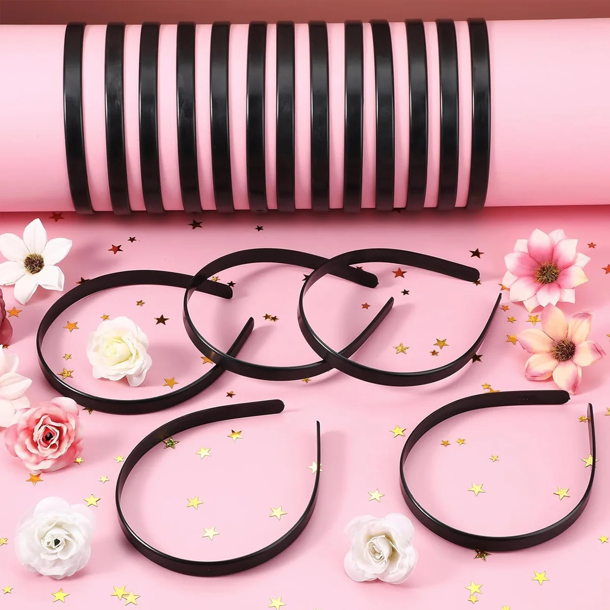 20 PCS 얇은 단색 머리띠 DIY 일반 헤어 밴드 소녀와 여성을위한 유연한 ..