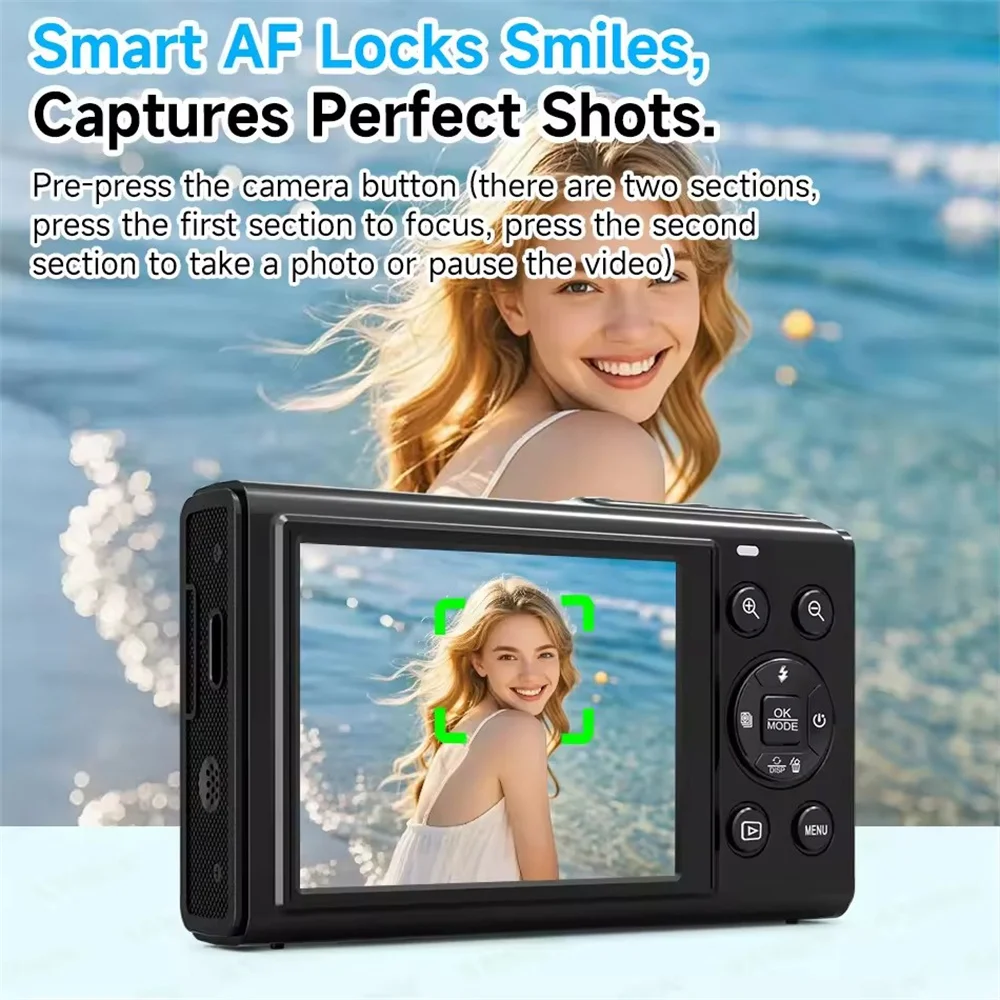 5K Dual Screen Digital Camera 80MP Retro CCD Photographic Cameras 8000W Pixel Auto Focus with 18x Zoom for Kid Adult Photography - 3