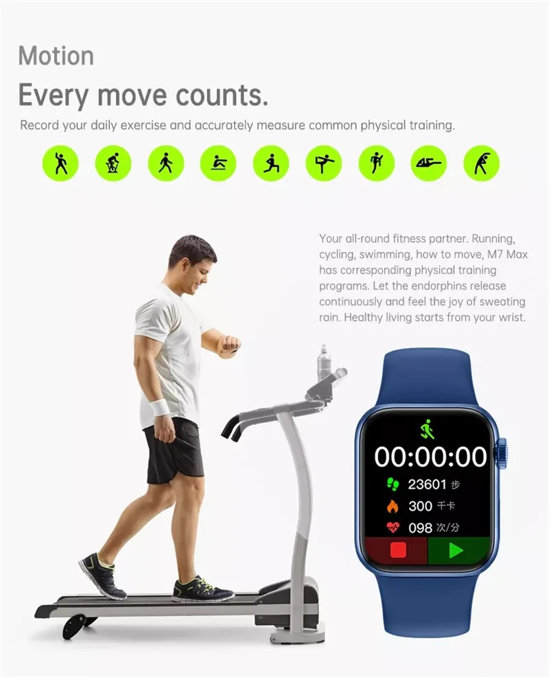 M7 Max Smartwatch Series 7 Bluetooth Call NFC 1.9 Inch HD Infinite Screen Wireless Charging DIY Watchfaces Smart Watch