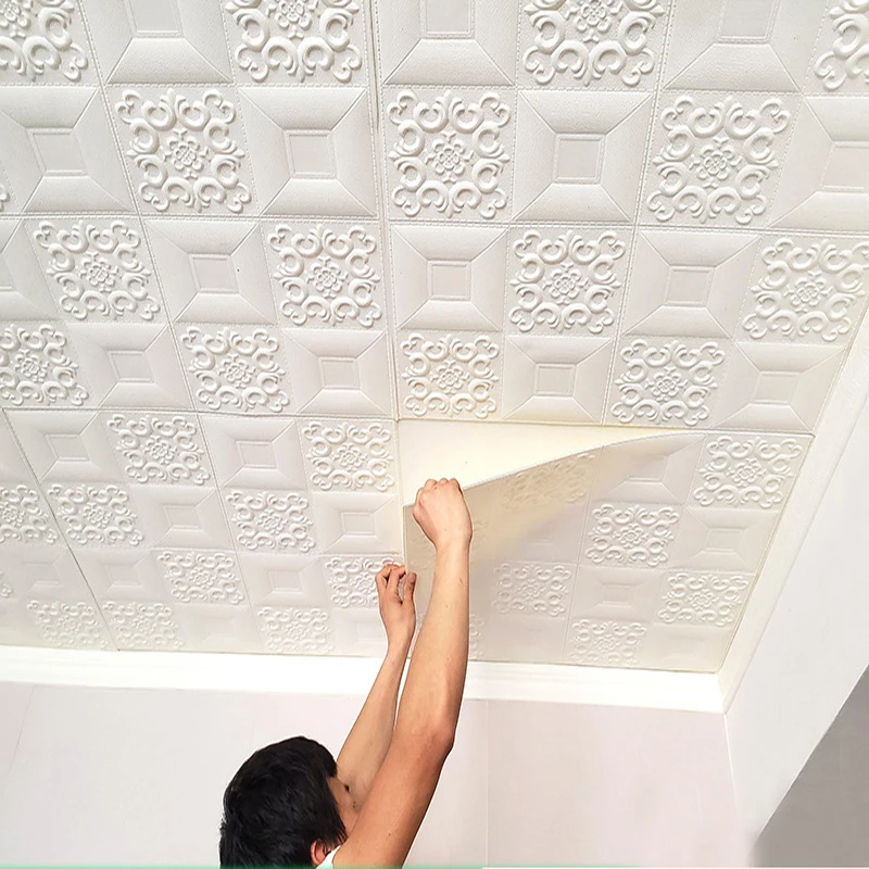 1-10Pcs 70cmx70cm 3D Tile Brick Wall Sticker Self-adhesive Foam Panel Wallpaper Bed Room Home Decoration Waterproof