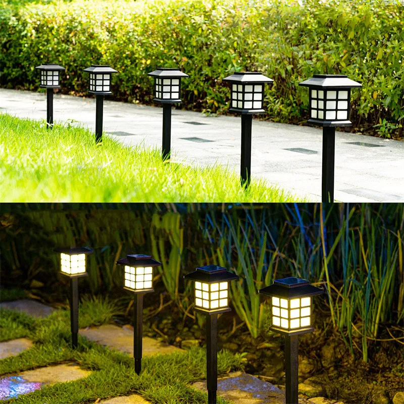 Solar House Shape Outdoor Lamp 2pack Waterproof Outdoor Garden Light Wedding Decor Solar Panel LED Lights Street Lawn Yard Lamp
