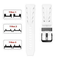 Breathable Black Silicone Strap with Metal Connector - Adjustable Sport Wristband - T - Rex 3 (White)