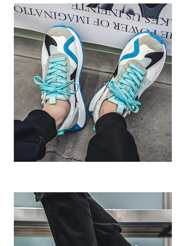 Fashion Designer Men Shoes Dissolve Thick Shoes Casual Sneakers Men Platform Trend Chunky Sneakers Walking Shoes