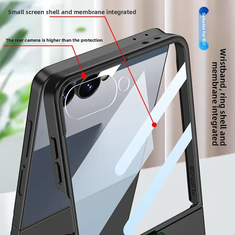 Ultra Thin Ring Holder Phone Case with Wrist Strap and Tempered Film Protection