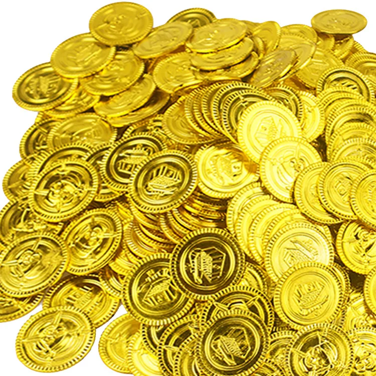 Funny Simulation Pirate 100pcs Coins Chips Treasures Gold Coins Party Game Props Kids Gift