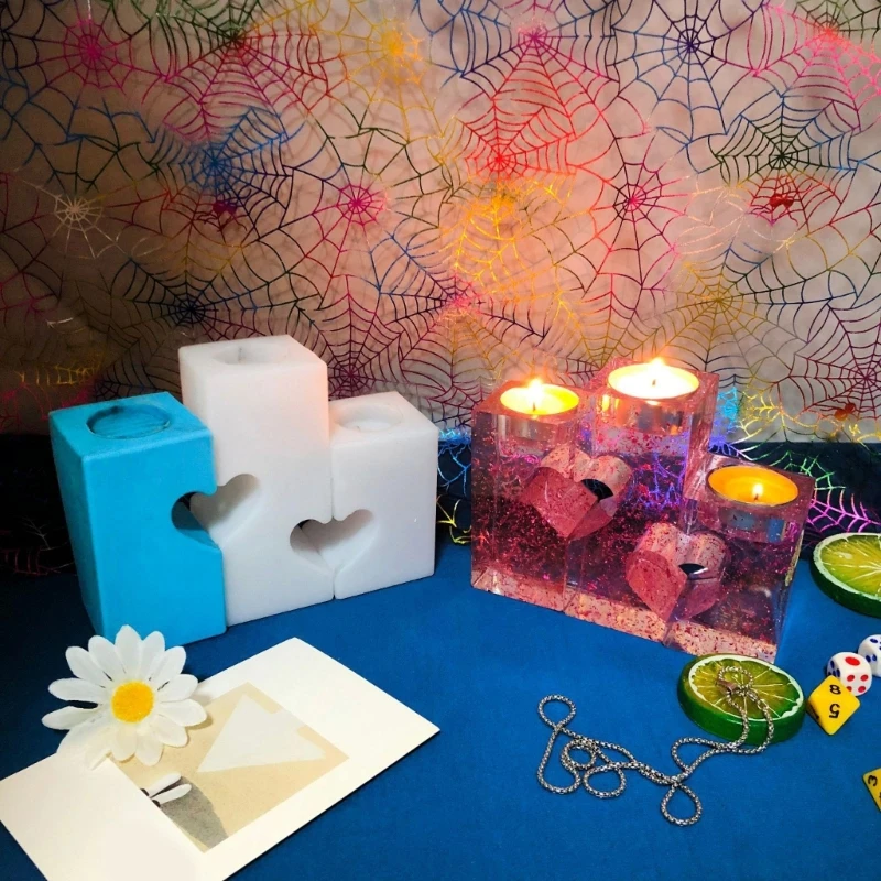 

Heart Shape Candlestick Plaster Silicone Mold Candle Holder Concrete Cement Mold DIY Handmade Resin Craft Mould Home Decoration