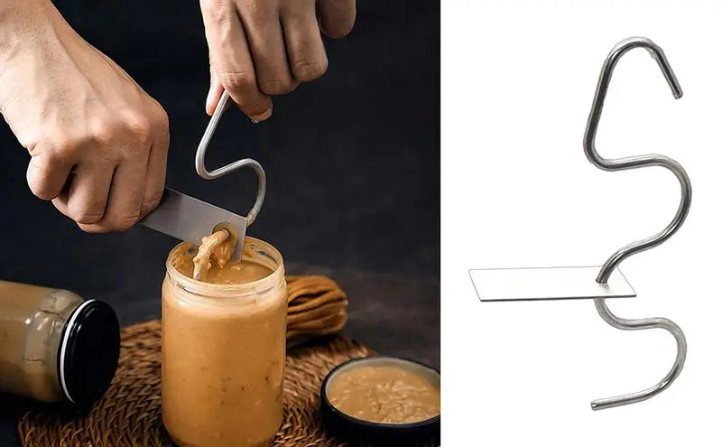 

Stainless Steel Pea nut Butter Mixer Tool Nut Butter Stirrer Tool With Scraper Practical Multipurpose Butter Jam Stirrer Mixing