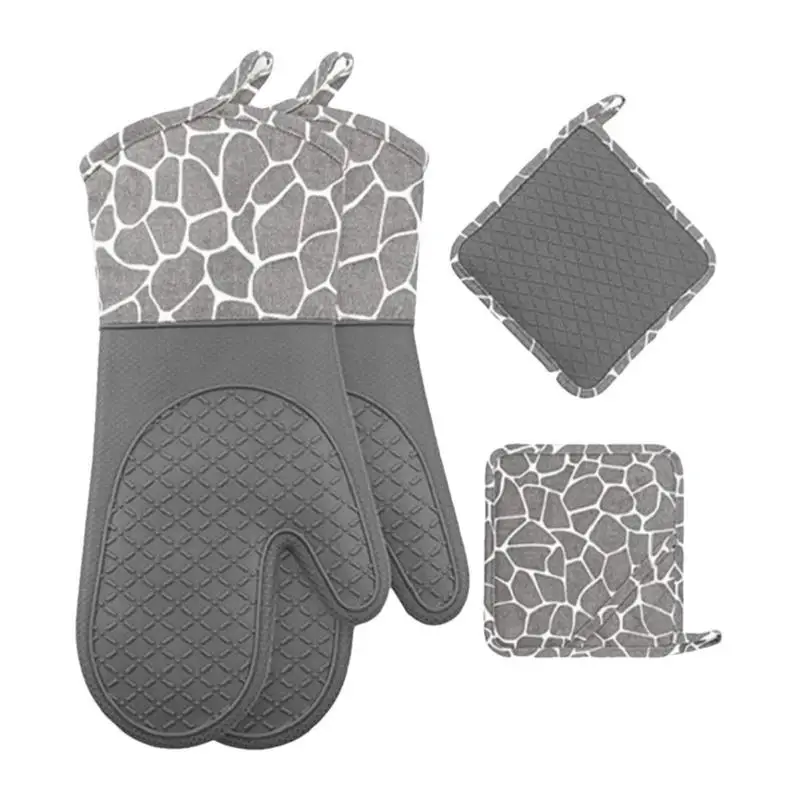 

Силиконовые варежки для духовки, аксессуары для барбекю и держатель для горшка, силиконовые рукавицы для духовки, противоскользящие мягкие подставки для гриля и духовки