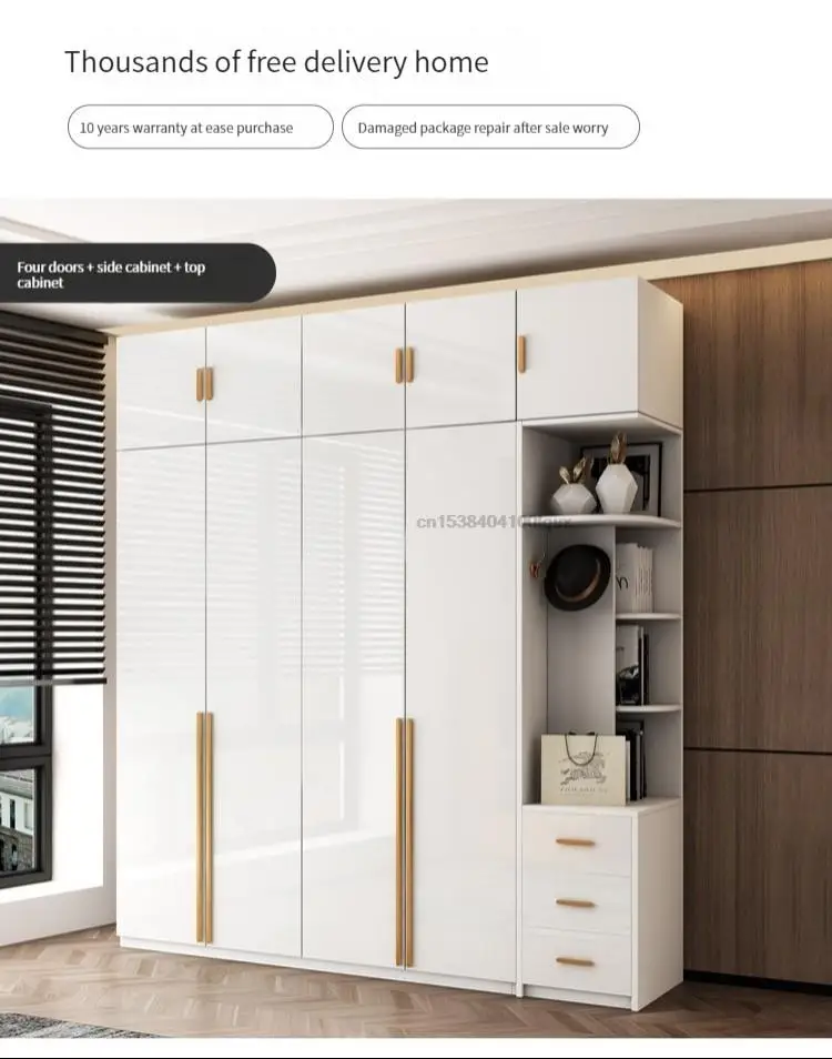 Buy modern bedroom wardrobe in white cabinets including versatile storage uv board nordic furniture combination home luxury closet.