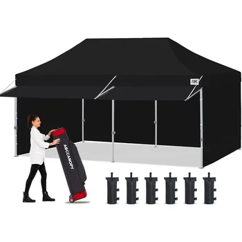 10x20 Pop Up Canopy Tent with Sidewalls Waterproof Easy Setup Portable Commercial Event Canopy with Awning Sandbags Carry Bag 2