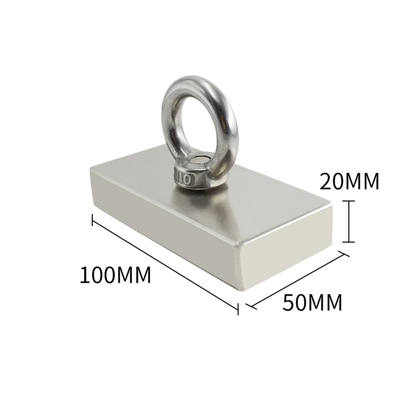 Magnet L100x50x20mm Salvage Fishing Strong Search Magnet Neodymium Magnet hole 10mm hook deep sea Pulling Mounting