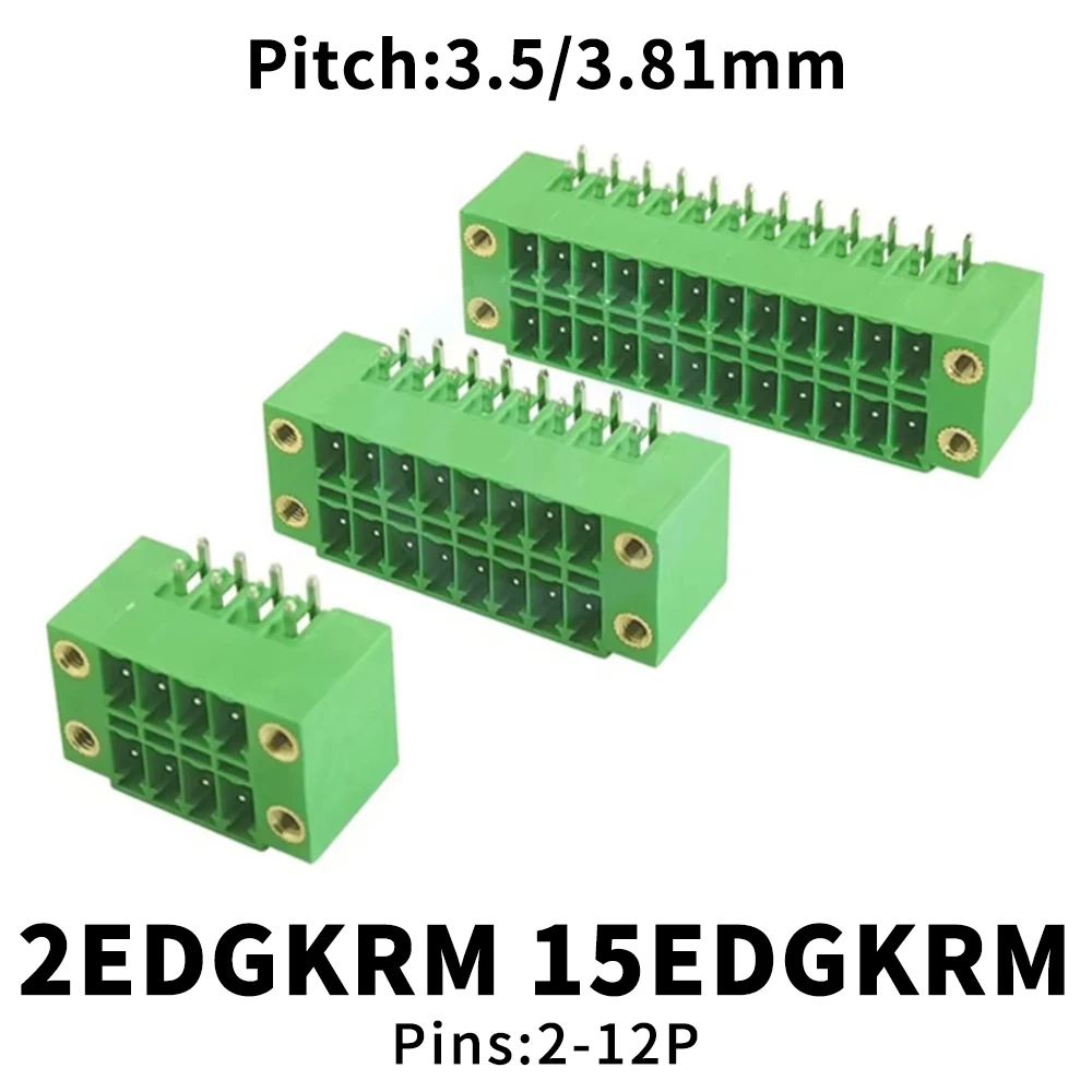 (5 Stück) KF 2EDGKRM 3,5 mm 3,81 mm Dual-Plug-in-Leiterplatte, federbelastete Schnellanschlussklemme, 15EDGKRM 3,5/3,81 Stecker, 2–12 Pin