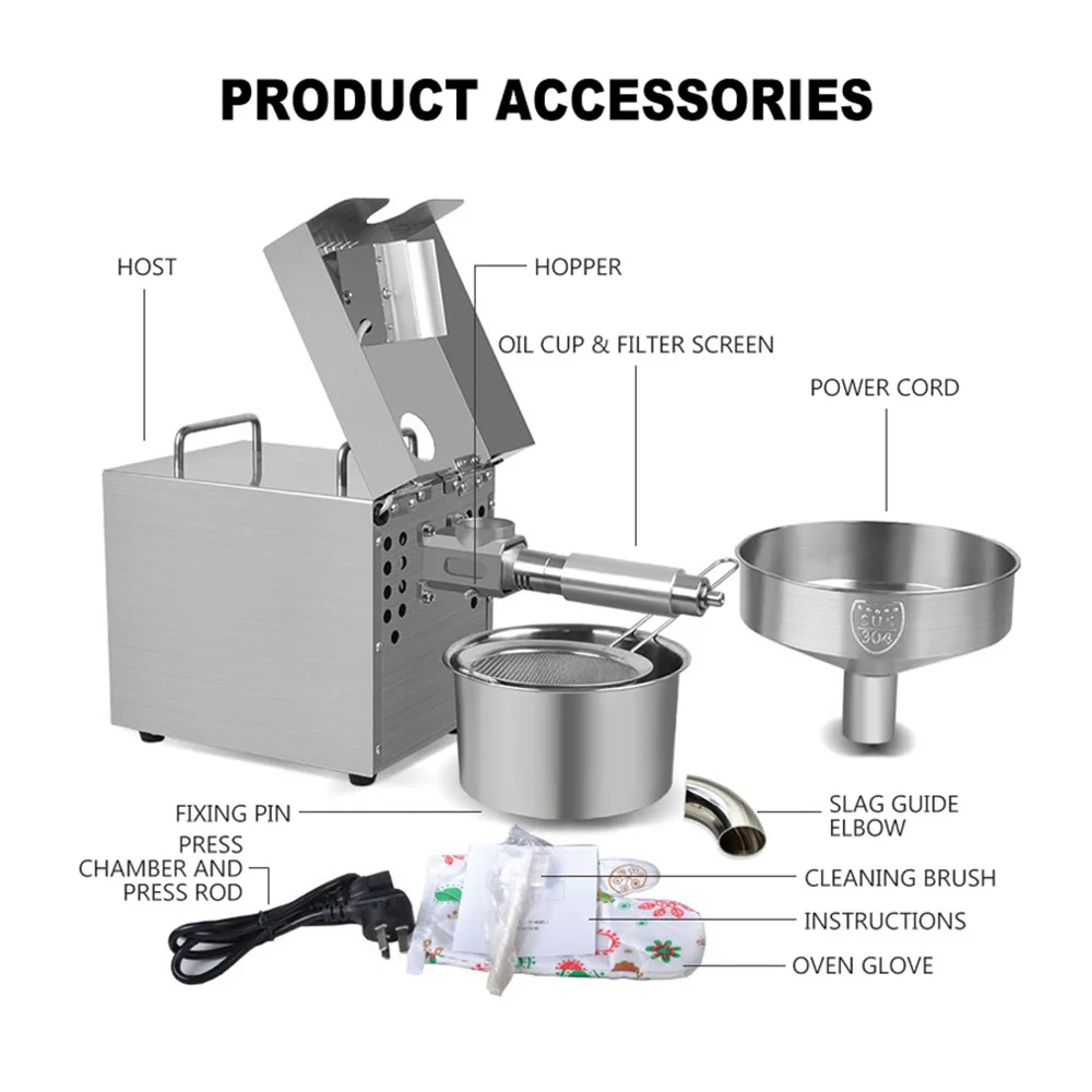 Household Oil Press Stainless Steel Oil Press Small Intelligent Peanut Sesame Fryer