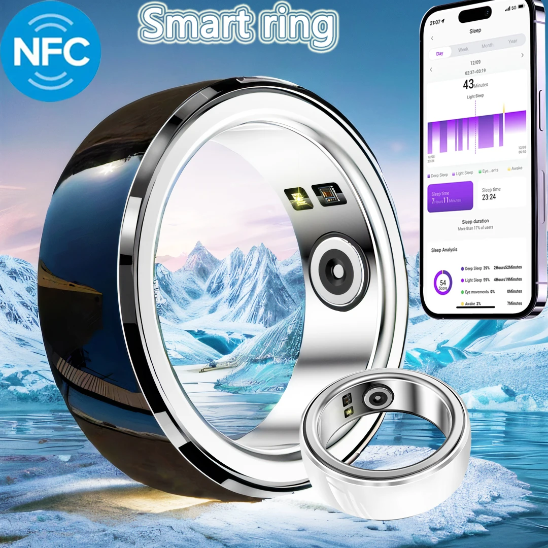 

2024 New NFC Smart ring Women Men Heart Rate Blood Oxygen Health monitoring Outdoor waterproof sports smartring For Android IOS