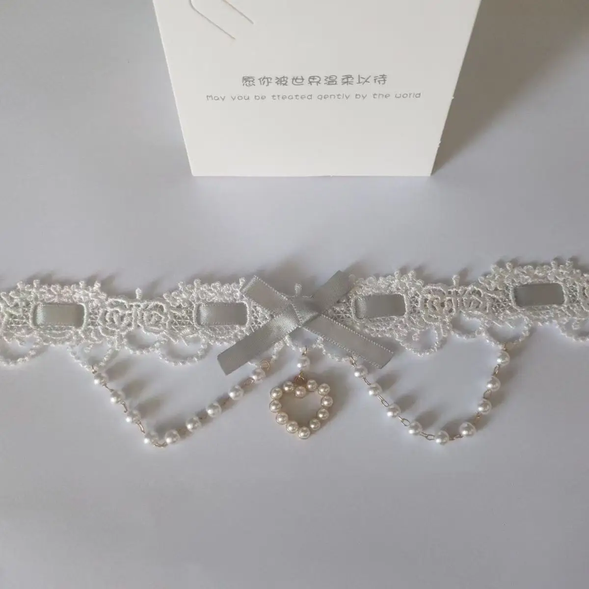 Elegant Pearl Lace Bowknot Choker Necklace for Women - Romantic Cute Style Jewelry